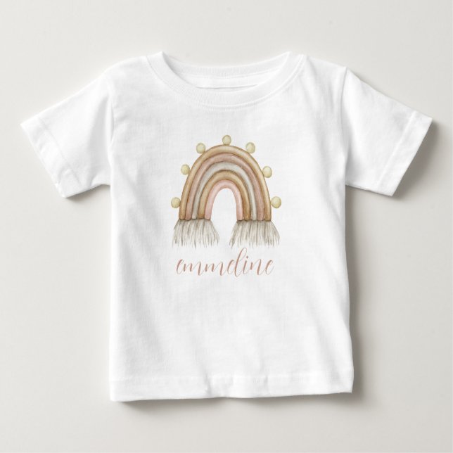 Personalised Watercolor Rainbow Baby T-Shirt (Front)