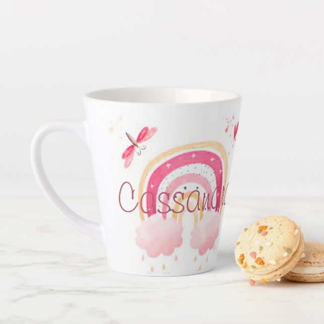 Personalised watercolor rainbow   latte mug (In Situ)