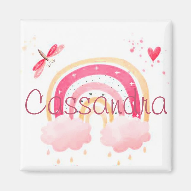 Personalised watercolor rainbow   magnet (Front)