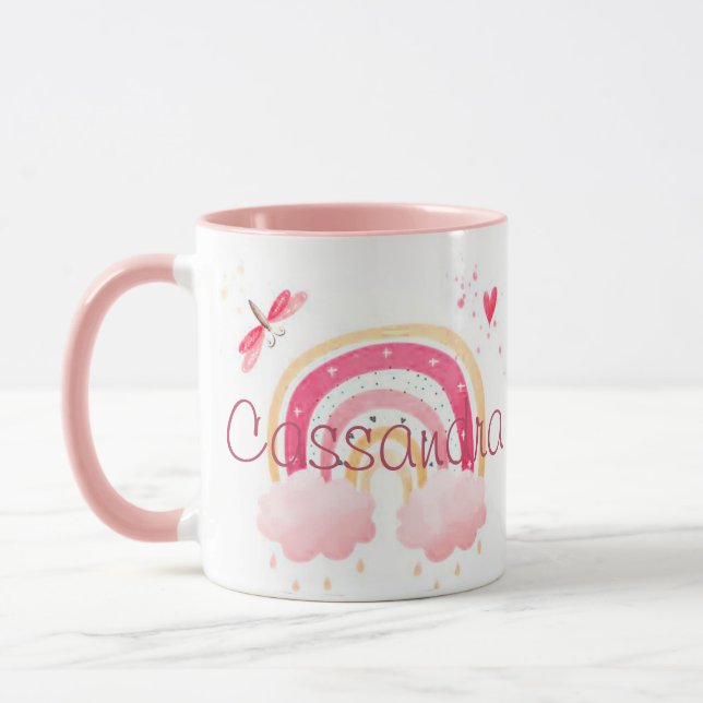 Personalised watercolor rainbow  mug (Left)