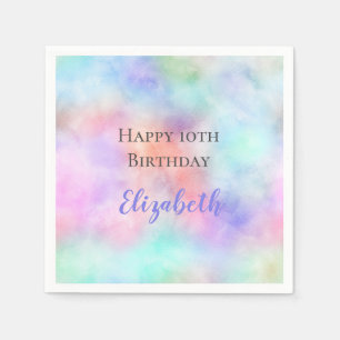 Personalised Watercolor Rainbow Pastel Birthday Napkin