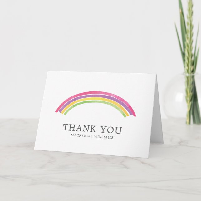 Personalised Watercolor Rainbow Thank You Card (Front)
