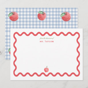 Personalised Watercolor red Teacher Apple Theme Card