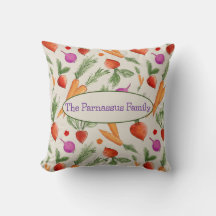 Personalised Watercolor Root Vegetable pillow