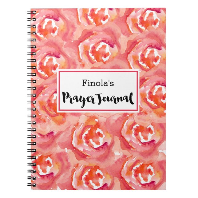 Personalised | Watercolor Rose Prayer Journal (Front)