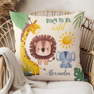 Personalised Watercolor Safari Animals Cushion