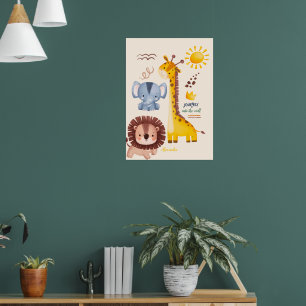 Personalised Watercolor Safari Animals Poster