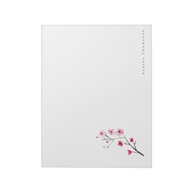 Personalised Watercolor Sakura Cherry Blossom Notepad (Rotated)