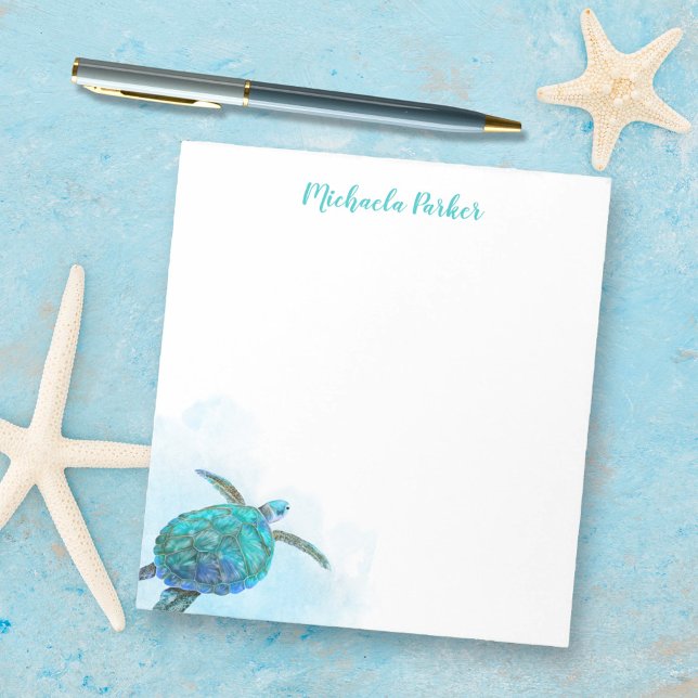 Personalised Watercolor Sea Turtle Stationery Notepad (Creator Uploaded)