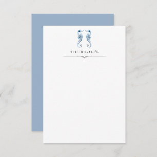 Personalised Watercolor Seahorses Blue Thank You Card