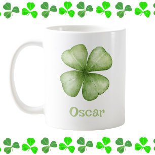 Personalised Watercolor Shamrock Coffee Mug
