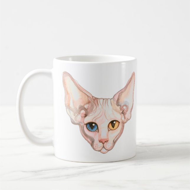 Personalised Watercolor Sphynx cat Coffee Mug (Left)
