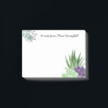 Personalised Watercolor Succulent Post-it Notes<br><div class="desc">Lovely little gift for a teacher or anyone who likes plants and nature. The post-it notes can be personalised with your custom text - the sample wording reads "A note from [name]". You are welcome to edit this to say "from the desk of ... " or any message you wish....</div>