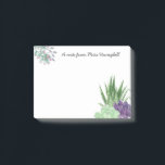 Personalised Watercolor Succulent Post-it Notes<br><div class="desc">Lovely little gift for a teacher or anyone who likes plants and nature. The post-it notes can be personalised with your custom text - the sample wording reads "A note from [name]". You are welcome to edit this to say "from the desk of ... " or any message you wish....</div>