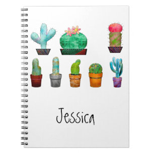 Personalised watercolor succulents notebook