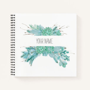 Personalised Watercolor Succulents Notebook