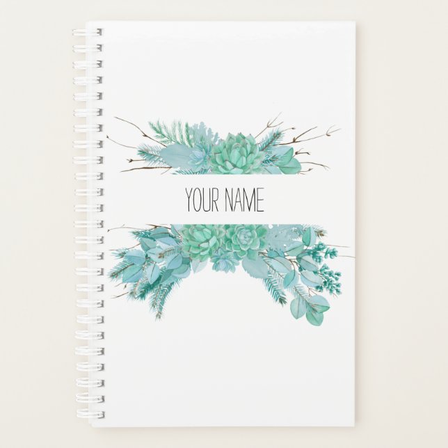 Personalised Watercolor Succulents Planner (Front)