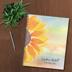Personalised Watercolor Sunflower 2023 Planner