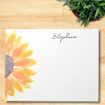 Personalised Watercolor Sunflower Notepad<br><div class="desc">This floral personalised notepad is decorated with a yellow watercolor sunflower. 
Easily customisable. 
Use the Design Tool to change the text size,  style,  or colour. 
As we create our artwork you won't find this exact image from other designers. Original Watercolor © Michele Davies.</div>