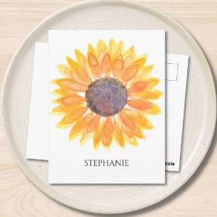 Personalised Watercolor Sunflower Postcard