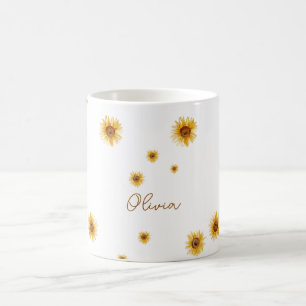 Personalised Watercolor Sunflowers Coffee Mug