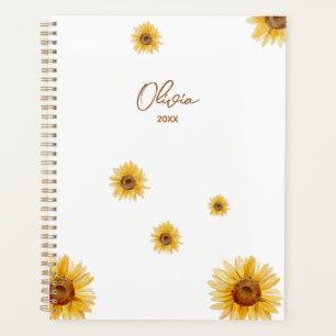 Personalised Watercolor Sunflowers Planner