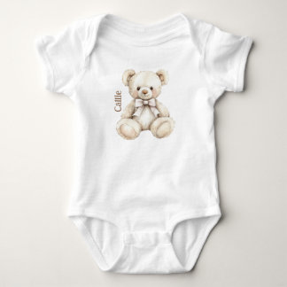 Personalised Watercolor Teddy Bear Baby Bodysuit