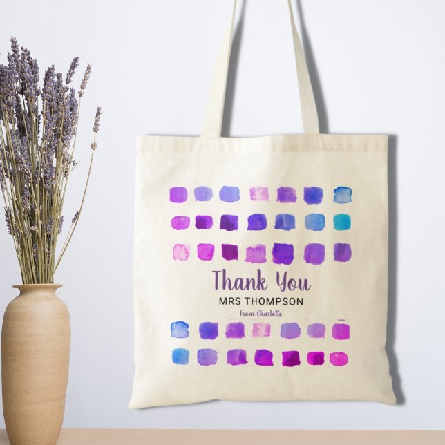 Personalised Watercolor Thank You Teacher Tote Bag (Creator Uploaded)
