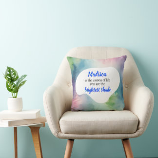 Personalised watercolor throw pillow, special gift cushion