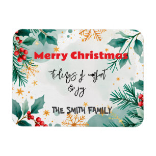 Personalised Watercolor Tidings of Comfort & Joy Magnet