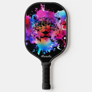 Personalised Watercolor Tiger Head Pickleball Paddle