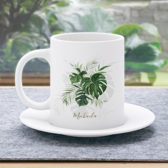 Personalised Watercolor Tropical Leaves Coffee Mug (Creator Uploaded)