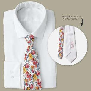 Personalised Watercolor Tulip Tie