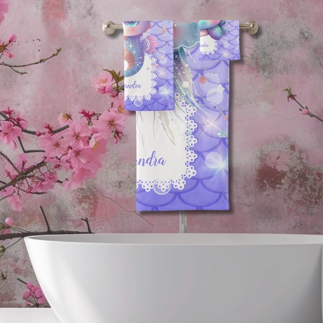 Personalised Watercolor Under the Sea  Bath Towel Set (Creator Uploaded)