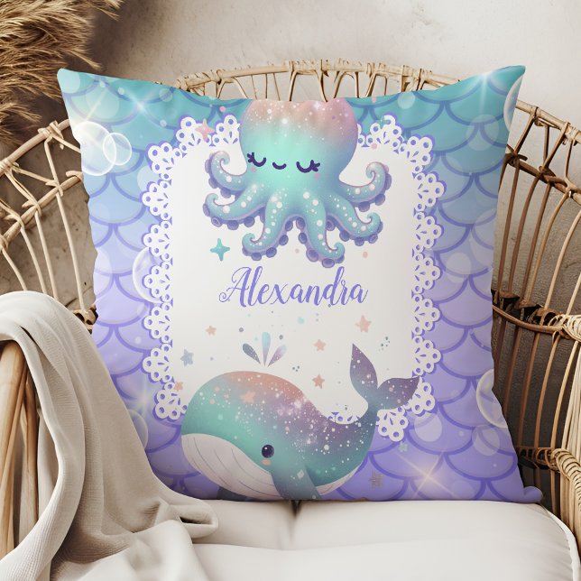 Personalised Watercolor Under the Sea  Cushion (Creator Uploaded)