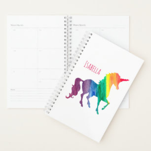 Personalised Watercolor Unicorn Trendy Beautiful Planner