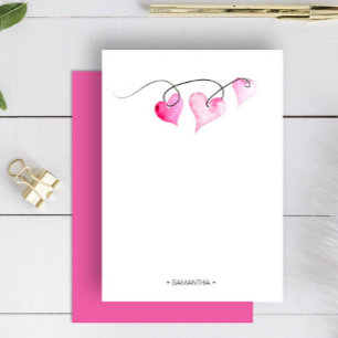 Personalised Watercolor Valentines Stationery Card