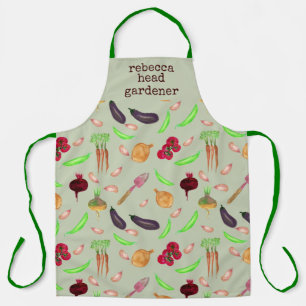 Personalised Watercolor Vegetable Pattern Apron