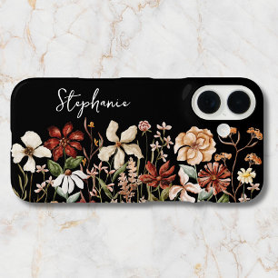 Personalised Watercolor Vintage Wildflower Meadow iPhone 16 Case