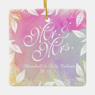 Personalised Watercolor Wedding   Ornament