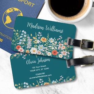 Personalised Watercolor Wild Flower Floral Elegant Luggage Tag