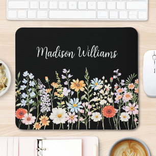 Personalised Watercolor Wild Flower Floral Elegant Mouse Pad