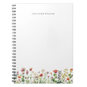 Personalised Watercolor Wildflower Elegant Notebook