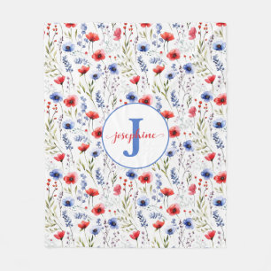 Personalised Watercolor Wildflower Fleece Blanket