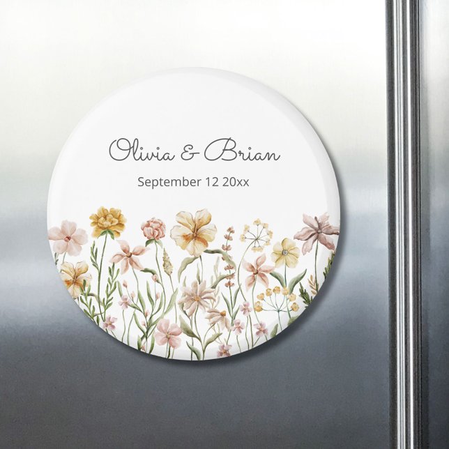 Personalised Watercolor Wildflower Meadow Floral Magnet (In situ)