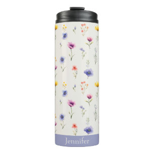 Personalised Watercolor Wildflower Travel Tumbler