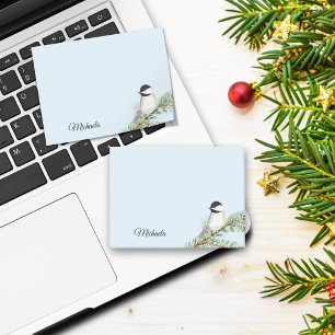 Personalised Watercolor Winter Chickadee Post-it Notes