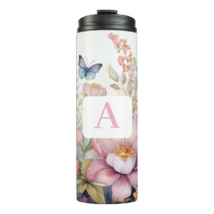 Personalised Watercolor with Monogram Thermal Tumbler