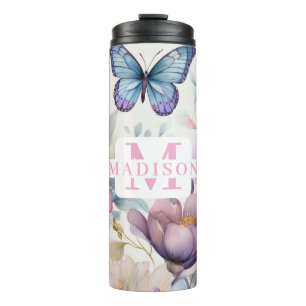Personalised Watercolor with Name & Monogram Thermal Tumbler