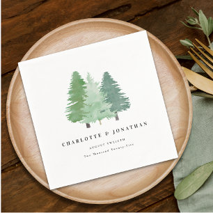 Personalised Watercolor Woodland Wedding Napkin